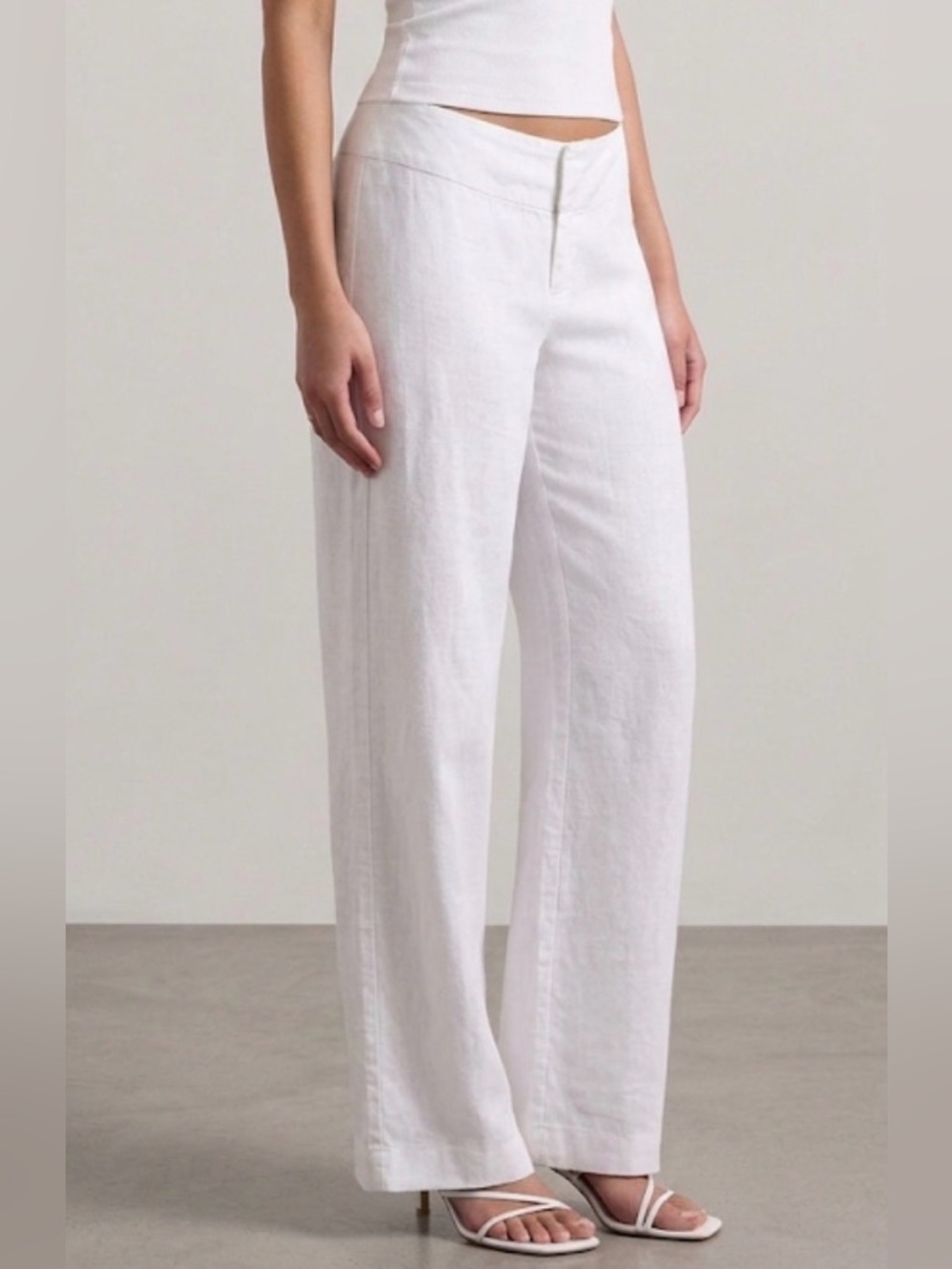 INC International Concepts White 100% Linen Wide Leg Pants Trousers Size 10